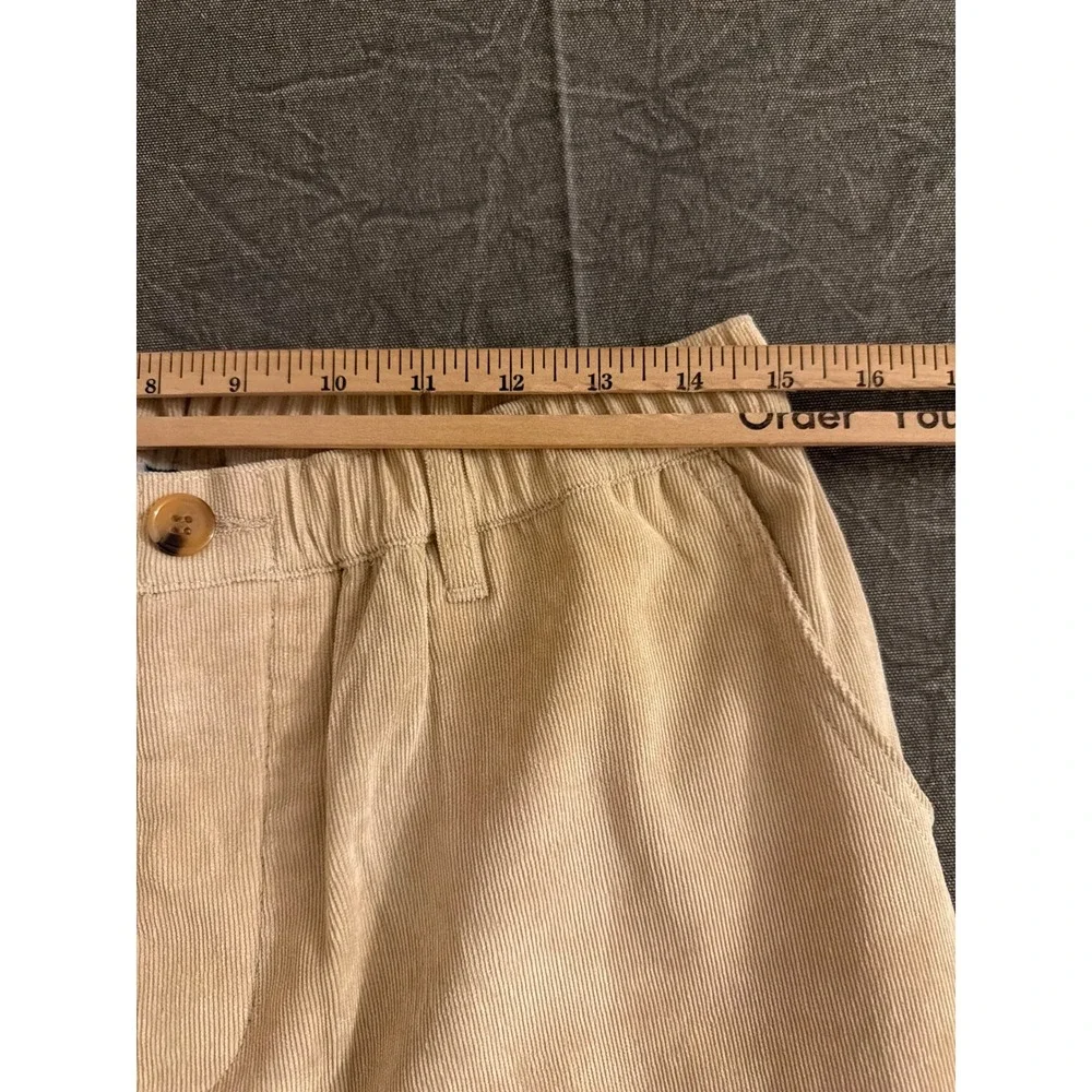Commando Pants Mens L Corduroy Beige Elastic Waist Straight Leg Casual 761